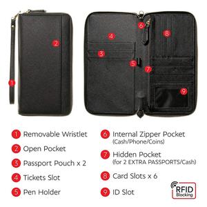 السفر منظم وثائق RFID حافظة جواز السفر حالة الأسرة حامل محفظة مع معرف السوار - Product Image 4