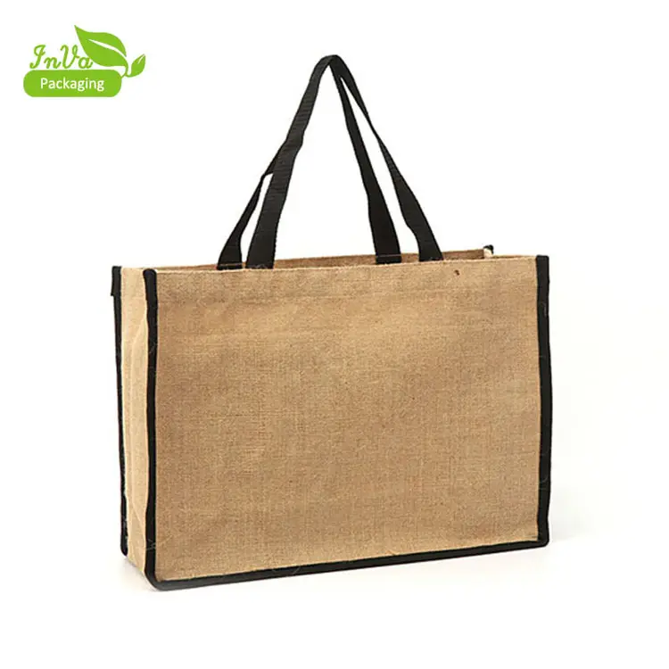 Hecho a mano arpillera impermeable de yute bolso bolsa de botella de sisal bolso de compras