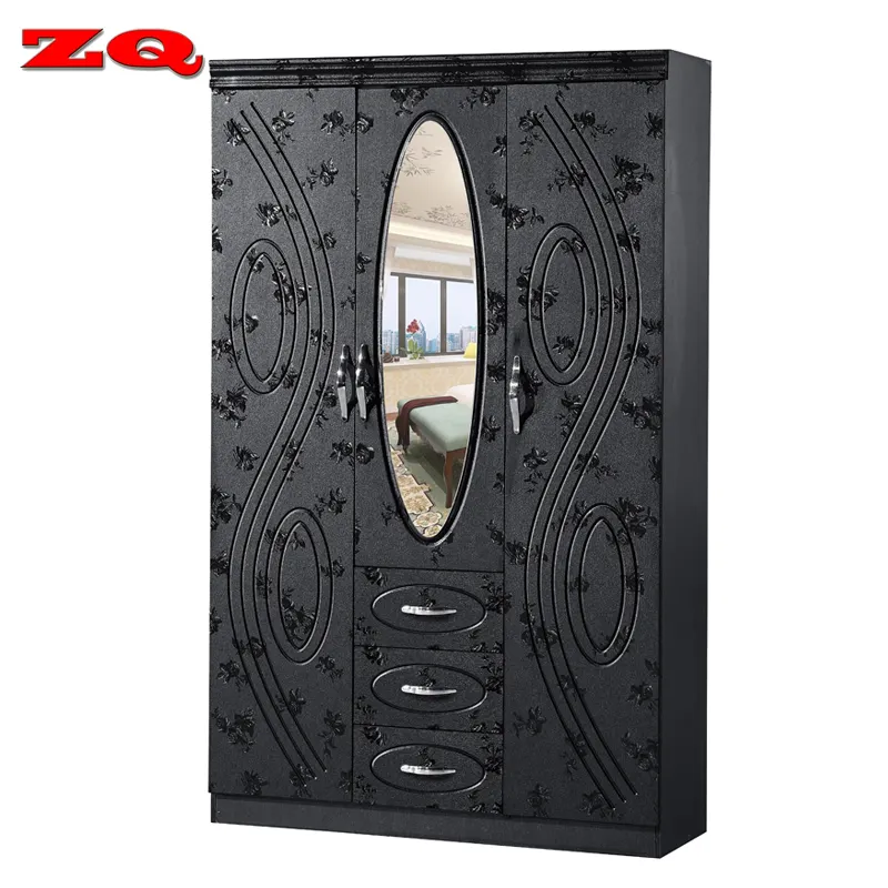 The Best Hot Selling Black Color MDF Cheap <span class=keywords><strong>3</strong></span> Door Wood Wardrobe