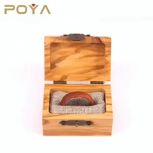 POYA Sieraden Handgemaakte Houten Sieraden Doos, Real Hout Bruiloft Doos voor Ringen