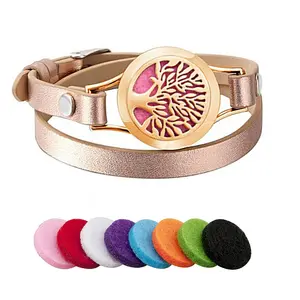 <span class=keywords><strong>Bracelet</strong></span> diffuseur d'huiles essentielles en <span class=keywords><strong>cuir</strong></span> à double couche Arbre de vie - Product Image 1