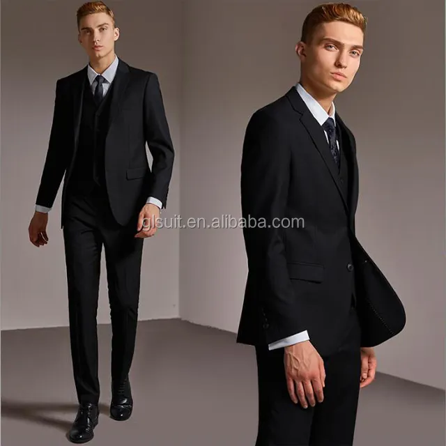 Yeni slim fit ceket ve pantolon resmi toptan ceket 2 parça siyah iş erkek takım elbise