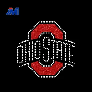 Özel Ohio State futbol rhinestone ve vinil glitter transferi