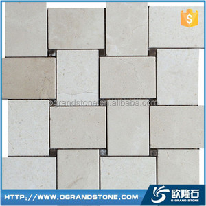 Azulejos de baño Mosaico Pieza grande Azulejo de China Mosaico Basketweave Blanco Carrara Oriental Mosaico de mármol blanco - Product Image 1