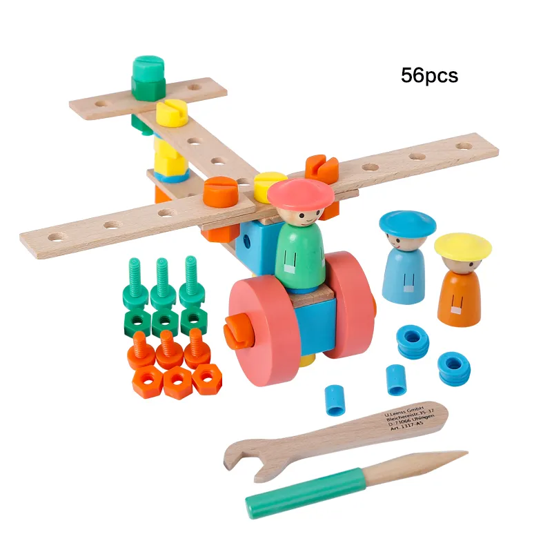 लकड़ी के खिलौने DIY खिलौना विमान निर्माण किट 3D पहेली खेल बच्चों के लिए विधानसभा शैक्षिक खिलौने