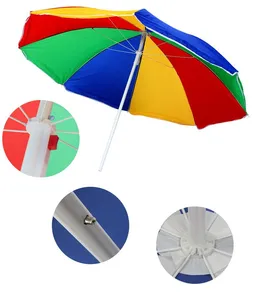 Logo personalizzato colore arcobaleno promozione ombrello da sole su misura all'aperto grande ombrellone da spiaggia per la sabbia - Product Image 1
