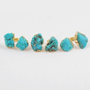 Natural Raw <strong>Turquoise</strong> <strong>Studs</strong> <strong>Earrings</strong>, Freeform Shape <strong>Turquoise</strong> <strong>Earrings</strong> Wholesale - Product Image 6