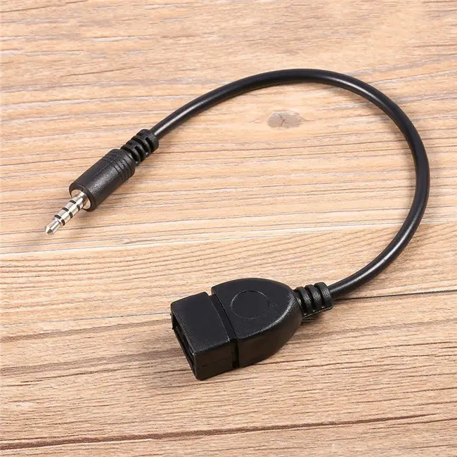 3.5Mm Jack Male Naar Usb 2.0 Type A Vrouwelijke Otg Audio Aux Converter Adapter Kabel Voor Spelen Muziek In auto