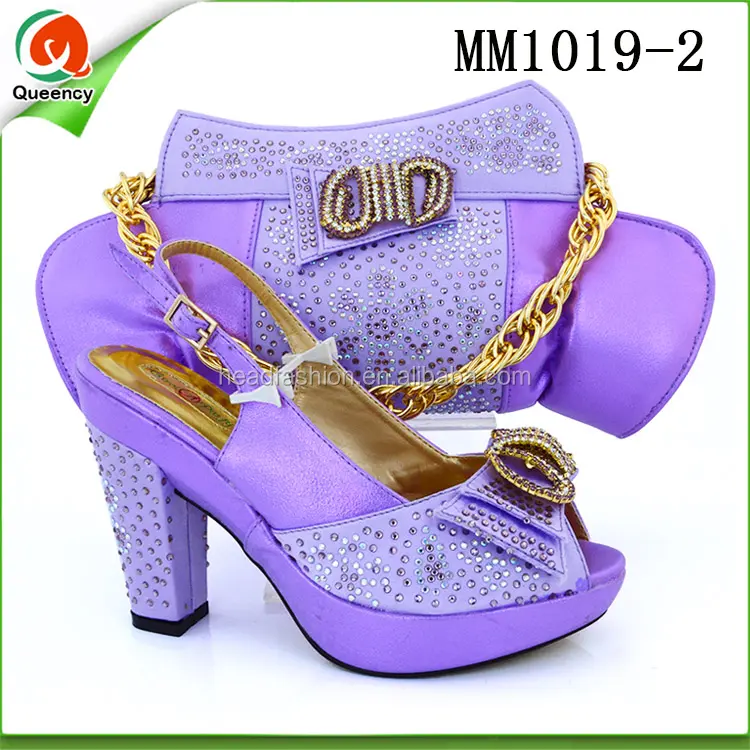 MM1019 Queency Guangzhou Geschäfte 2017 Neueste High Heel Damen Peep-Toe Nigeria Hochzeit Italienische Schuhe und Passende Tasche Set