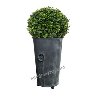 아연 라운드 재배자 나무 냄비 장식 금속 빈티지 반지 장식 꽃 야외 대형 정원 철 회색 지원 - Product Image 6