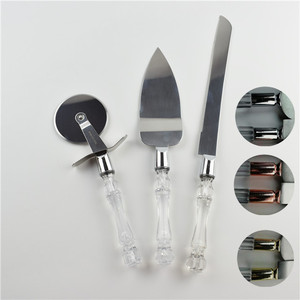 3 pacchetto torta scoop strumenti di <span class=keywords><strong>set</strong></span> in acciaio inox <span class=keywords><strong>pizza</strong></span> cutter coltello torta e server <span class=keywords><strong>set</strong></span> con trasparente di cristallo di plastica PS maniglia - Product Image 2
