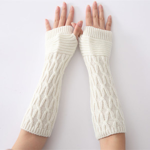 New Women's Autumn Fashion Knitted <strong>Ankle</strong> Long Arm <strong>Warmer</strong> Wool Fingerless Glove Half Sleeves - Product Image 3