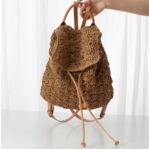 Fashion <strong>Bag</strong> for Ladies Holiday Backpack Woven <strong>Straw</strong> <strong>Bag</strong> Beach Handmade - Product Image 5