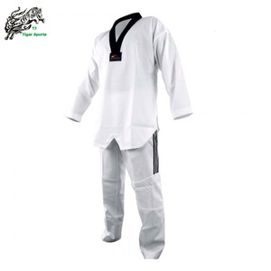 <span class=keywords><strong>WTF</strong></span> V-Neck White <span class=keywords><strong>Taekwondo</strong></span> Gi Material acanalado Ropa de artes marciales - Product Image 4