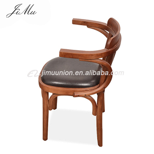 Tabouret de bar en bois sculpté à 4 jambes avec accoudoir, mobilier de boîte de nuit antique, noir, vente en gros - Product Image 5