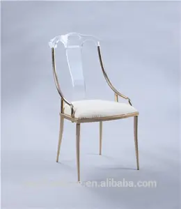 Yaqi cadeira acrílica de luxo 2021, cadeira com almofada para sala de jantar, banquete acrílico moderno de alta qualidade