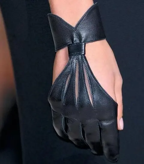 Ladies fashion dress short sex leather gloves