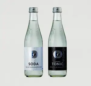 Botella de vidrio para soda con tapón de rosca, 12oz, con etiqueta