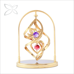 Crystocraft - Figura de Corazón de Paloma de Cristal Chapado en Oro en Espiral, Arte Popular Europeo de Lujo, con Cristales de Corte Brillante, Regalo de Boda - Product Image 2