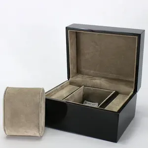 Лидер продаж, глянцевая деревянная Подарочная коробка для часов, черная роскошная коробка для часов на заказ, оптовая продажа