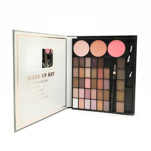 Conjunto profissional de paleta de maquiagem, paleta de maquiagem multifuncional com pincel para blush em pó e sombra