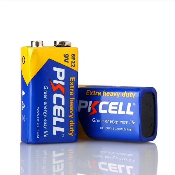 PKCELL Baterai 9 Volt, Baterai Lithium 9 V 6f22 006P Tugas Berat Ekstra Seng Karbon Pabrikan Andal untuk Alarm Asap