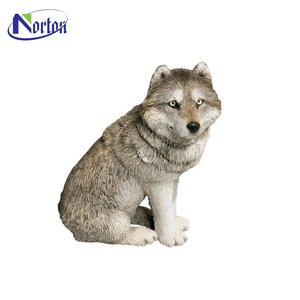 Commercio all'ingrosso a buon mercato prezzo personalizzato di fabbrica forniture di buona tecnologia bella a grandezza naturale in fibra di vetro rosso animale lupo statua scultura - Product Image 4