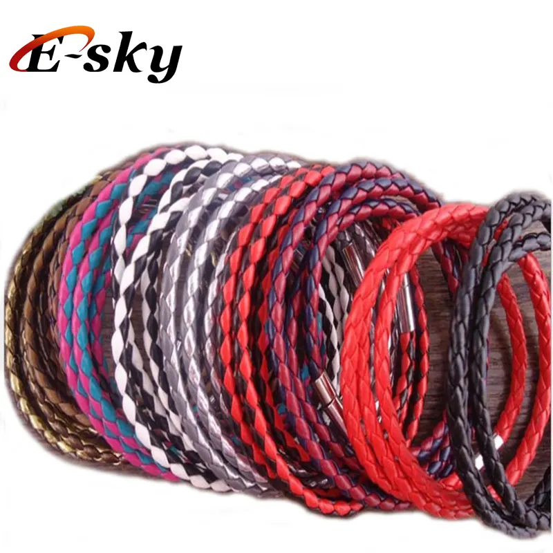 Manufacturer Hot Sale Four Stands Double色4ミリメートルRound Dense Braided Leather Rope