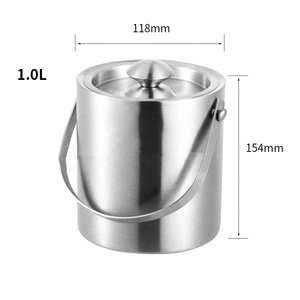 1L Beer Wine Cooler Double Wall Mini Stainless Steel <strong>Ice</strong> <strong>Buckets</strong> <strong>with</strong> <strong>Lid</strong> and Handle Stainless Steel Double Wall Cooler - Product Image 4