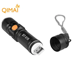 Built-in Battery T6 Powerful Tactical Led Flashlight Pocket Rechargeable Zoomable USB Torch