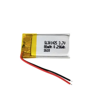 ארון נטענת 3.7v li-פולימר סוללה 301425 80mAh עבור ספורט אוזניות