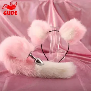 Cat Tail、Dog Tail Spiral Anal Plug Stainless Steel Butt Plug Cosplay Anal Sex Toys Kit(Analプラグ + ヘッドバンド)