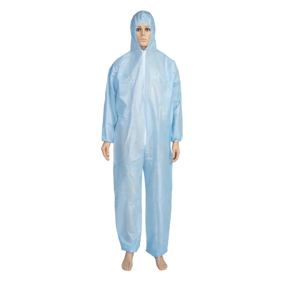 Tek kullanımlık plastik Nonwoven koruyucu çalışma tulum vücut emniyet takım elbise