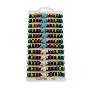 2017 צמיד חדש עיצוב ראסטה אבן חרוז עץ עם צב צמיד בעבודת יד צמיד - Product Image 3