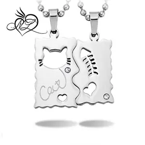 Stainless steel couple necklaces for lovers cat fish matching necklaces