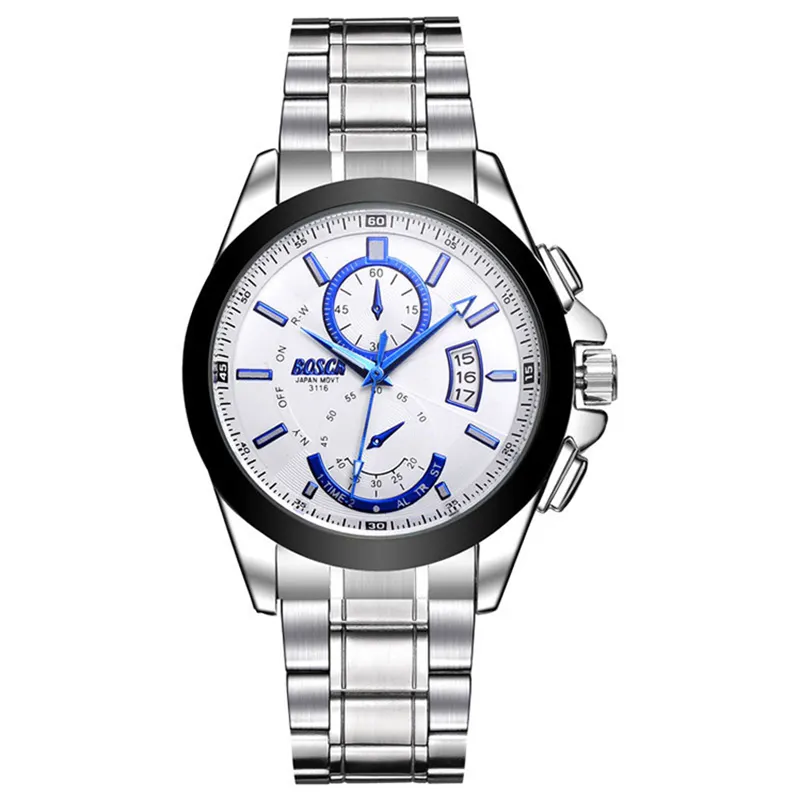 Top Brand BOSCK 3116 Casual Business Watch Men Stainless Steel Water Resistant Men's Quartz Watches Clock Auto Montre