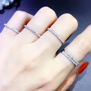 2019 vendita calda gioielli di moda semplice anello sottile rotondo per anello elemento donna anello in pietra CZ argento