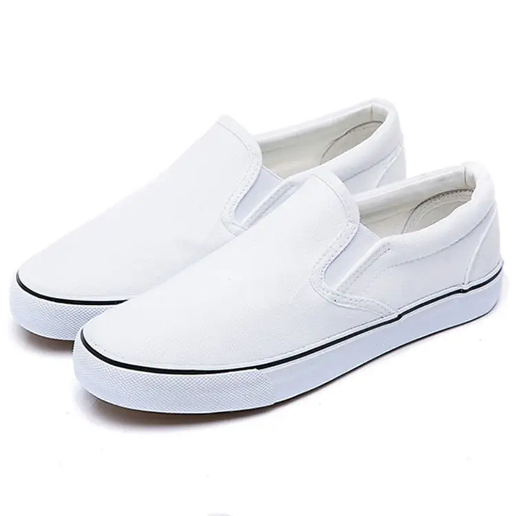 Unisex kayma boş siyah beyaz Sneakers kanvas ayakkabılar erkekler