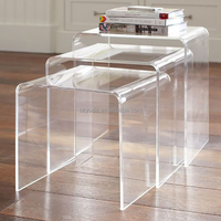 Meuble en acrylique personnalisé, incurvé, en verre acrylique, vert, Table longue de salon, Console, vente en gros