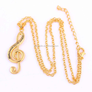 Bijoux symbole musical, la musique est ce que les sentiments sonnent comme, collier pendentif en or note de musique tendance - Product Image 3