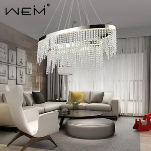 Modern Crystal Chandelier Hang Lamp Chain Chandelier Round Stainless Pendant Light Luster Crystal Indoor Residential