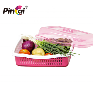 High Quality Stackable Colorful Washing Drain Kitchen Plastic <strong>Basket</strong> <strong>With</strong> <strong>Lid</strong> Oval Washing Bowl Kitchen Colander - Product Image 4