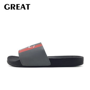 Greatshoe รองเท้าแตะพีวีซีสีดำสำหรับผู้ชาย,รองเท้าแตะสไลด์โลโก้ได้ตามต้องการ