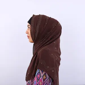 Hiyab de gasa con perforación en caliente, chal liso personalizado, 81 colores, venta al por mayor, Malasia