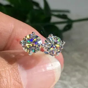 Solitaire Promessa orecchini 6 millimetri zircone cz In argento Sterling Reale Del Partito di Cerimonia Nuziale Della Vite Prigioniera Orecchini per le donne gioielli