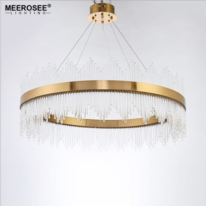Aste MEEROSEE HA CONDOTTO LA Luce Del Pendente di Cristallo Lampada <span class=keywords><strong>a</strong></span> <span class=keywords><strong>Sospensione</strong></span> per sala da pranzo Oro Cerchio <span class=keywords><strong>Sospensione</strong></span> Lamparas Lustri Abajur MD85503 - Product Image 3