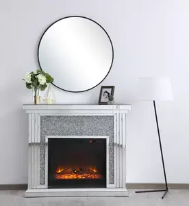 Kamin im westlichen Amerika-Stil Crushed Diamond LED Electric Glass Mirrored Fireplace