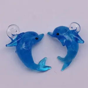 Подвеска из стекла, подвеска в виде дельфина из муранского стекла, синие Подвески sealife, светящиеся стеклянные фигурки животных для изготовления ювелирных изделий