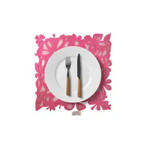 square size New flower felt hot food table dishes mat home dishes platemat dinner desk coaster