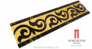 Moreroom piedra portoro negro ónix oro laminado suelos de mármol frontera diseños - Product Image 1